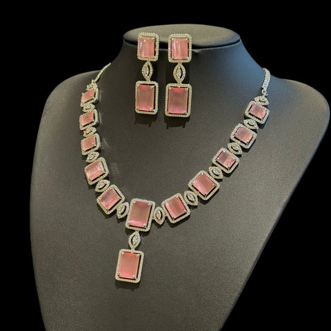 Pink Quartz Necklace Set