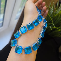 Evie - Aquamarines Blue Necklace Set with Earrings