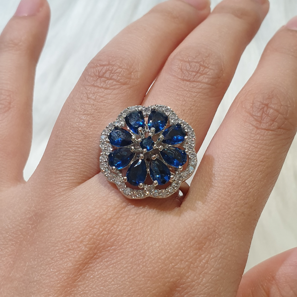 Blue Sapphire Size Adjustable Ring