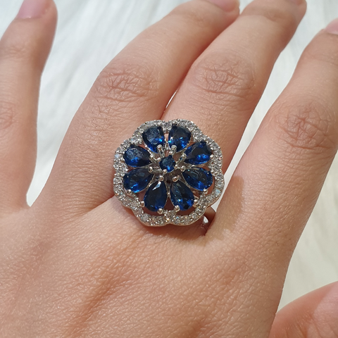 Blue Sapphire Size Adjustable Ring
