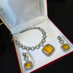 Ella - Citrine Yellow Necklace Set with Earrings