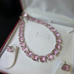 Eliza - Swarovski Millenia inspired Pink Stones Necklace Set with Earrings