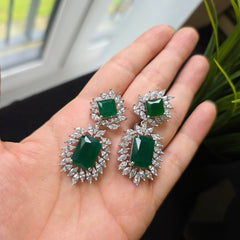 Cora - Deep Emerald Green Necklace Set With Earrings