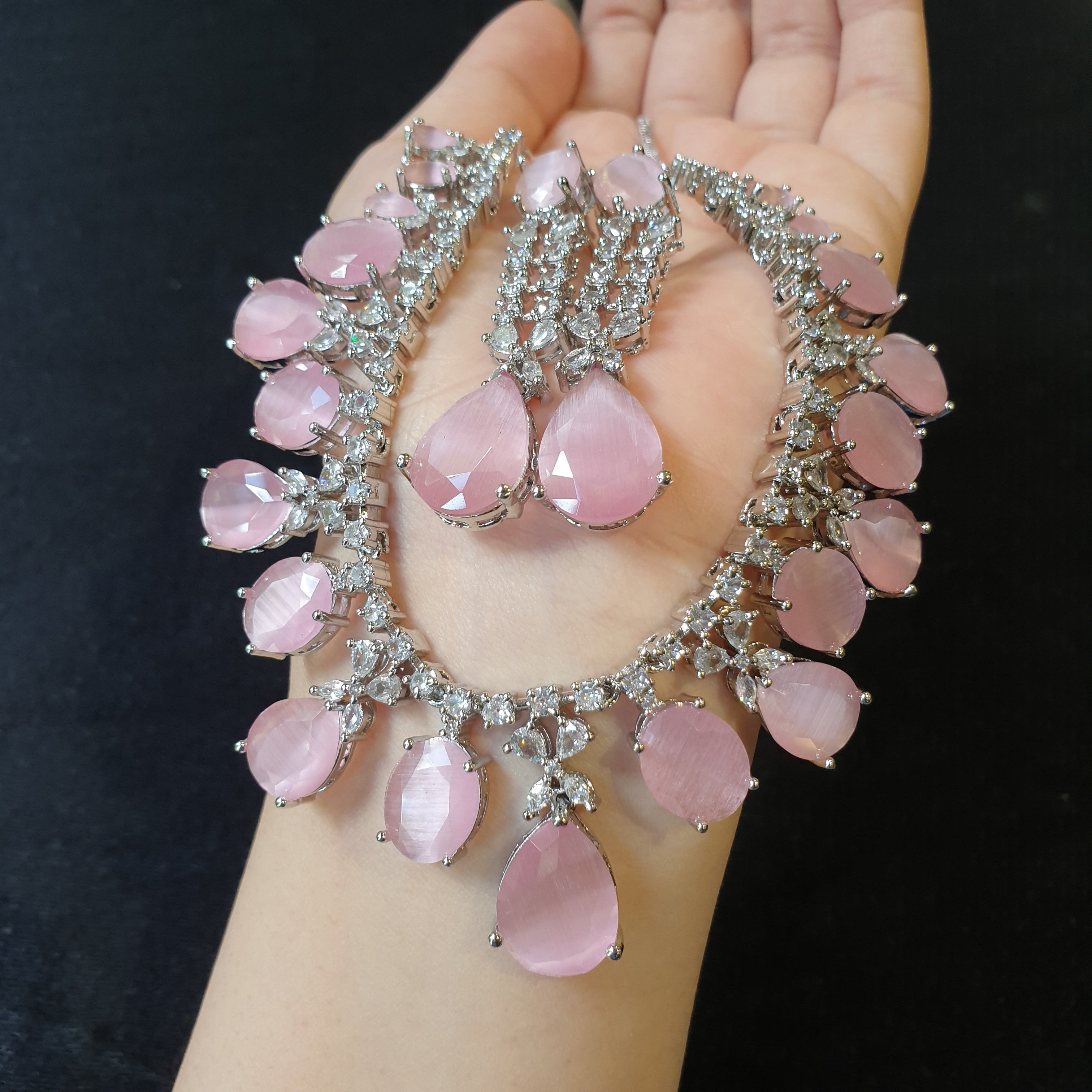 Pink Quartz Necklace Set