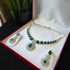 Mirca - Bespoke Emerald Green Necklace Set with Earrings