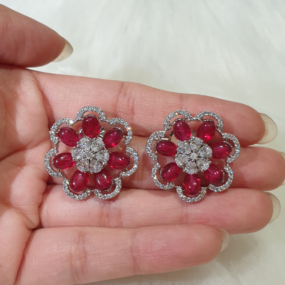 Garnet Red Stud Earrings