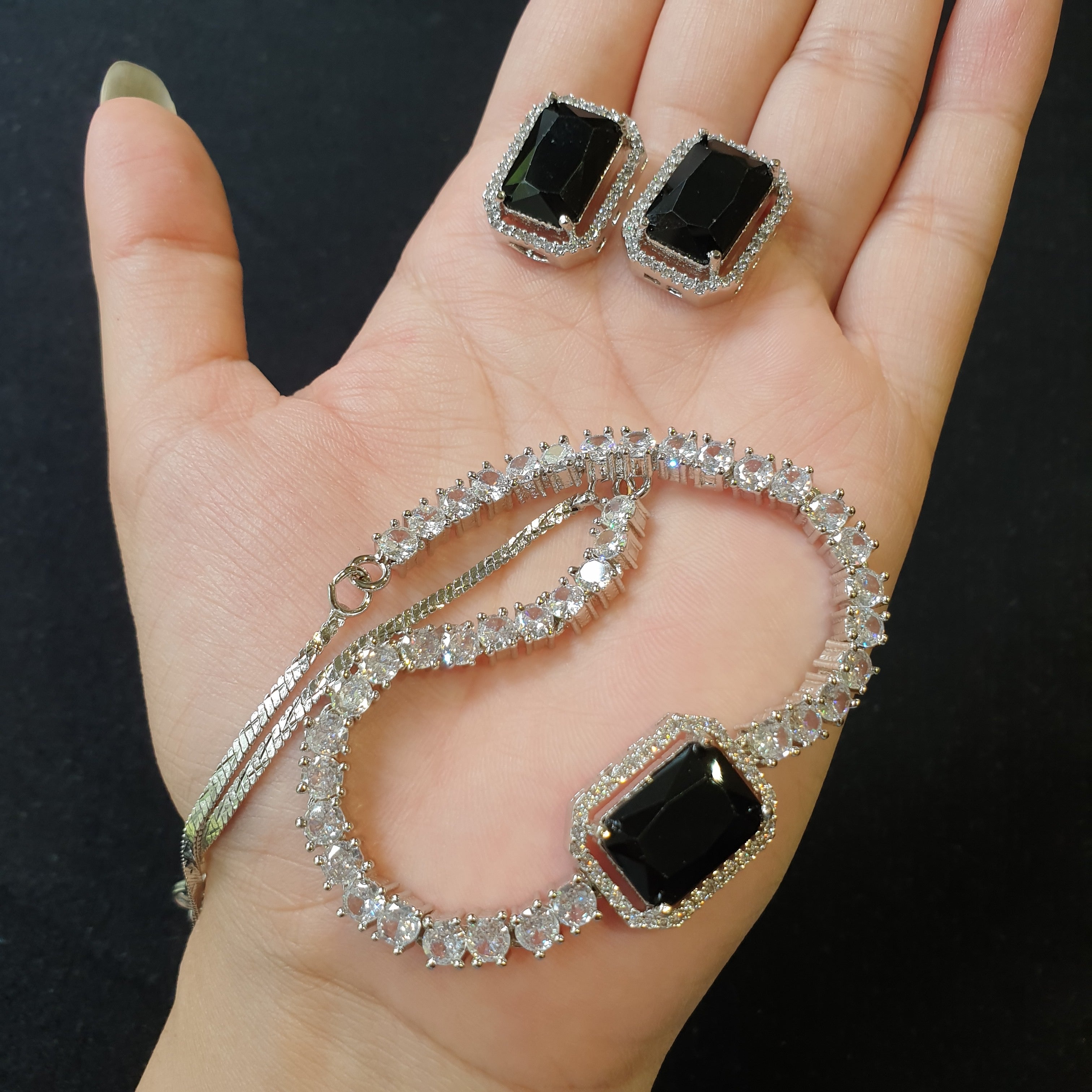 Black Quartz Necklace Set