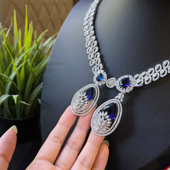 Clara - Blue Sapphire Necklace Set with Earrings