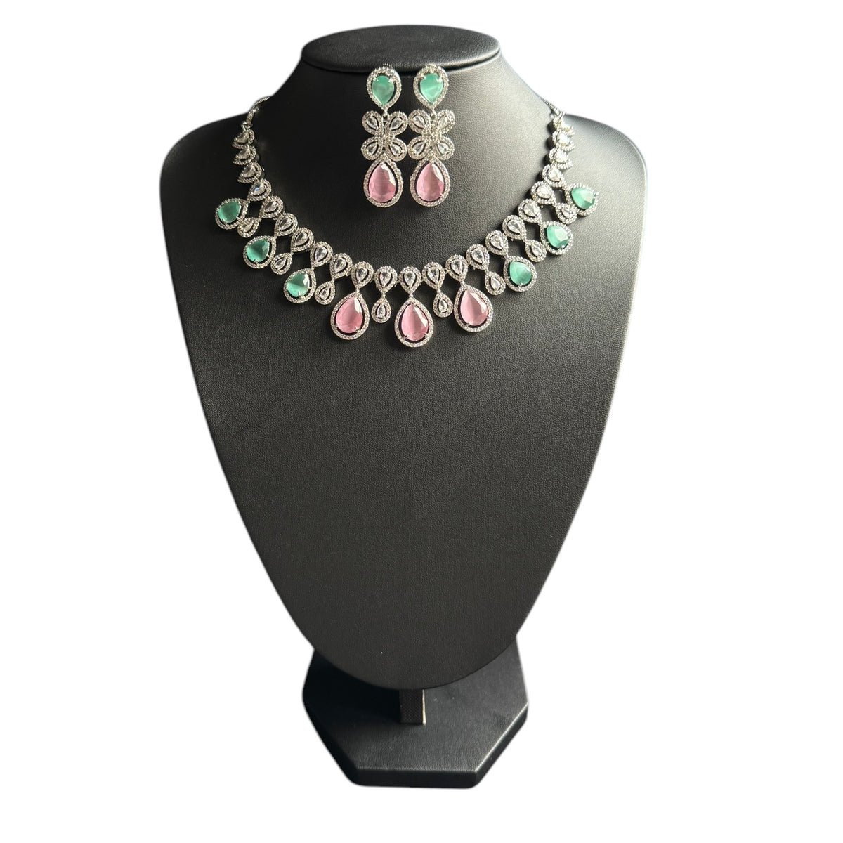 Mint and Pink Quartz Necklace Set