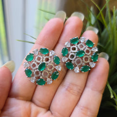 Classy Emerald Green Stud Earrings