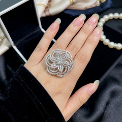Thea - Dazzling White Cubic Zirconia Size adjustable Statement Ring