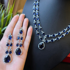 Amelia - Sapphire Blue Necklace Set with Earrings