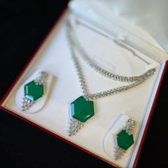 Grace - Doublet Emerald Green two layered Necklace Set with Earrings