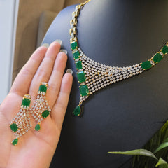 Lexi - Gold Emerald Necklace Set with Earrings