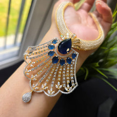 Remi - Gold Sapphire Blue Pendant Set with Earrings