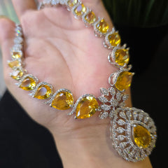 Megan - Fresh Yellow Citrine Necklace Set with Earrings