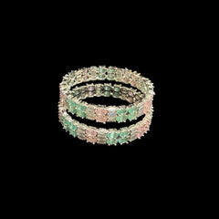 Mint and Pink Quartz Bangles (Size: 2.4)