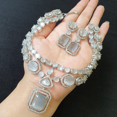 Grey Quartz Necklace Set