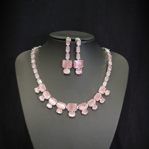 Pink Quartz Necklace Set