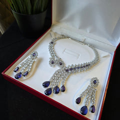 Issy - Classy Purple Amethyst Necklace Set With Earrings