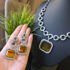 Ella - Citrine Yellow Necklace Set with Earrings