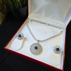 Daisy - Blue Sapphire Pendant Set
