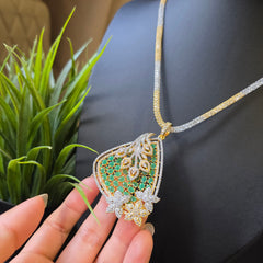 Mila - Gold Emerald Pendant Set with Earrings