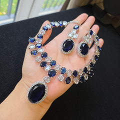 Blue Sapphires Necklace Set
