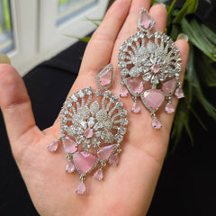 Ferry - Pink & White Cubic Zirconia Dangle Earrings