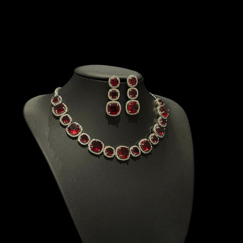 Garnet Red Necklace Set