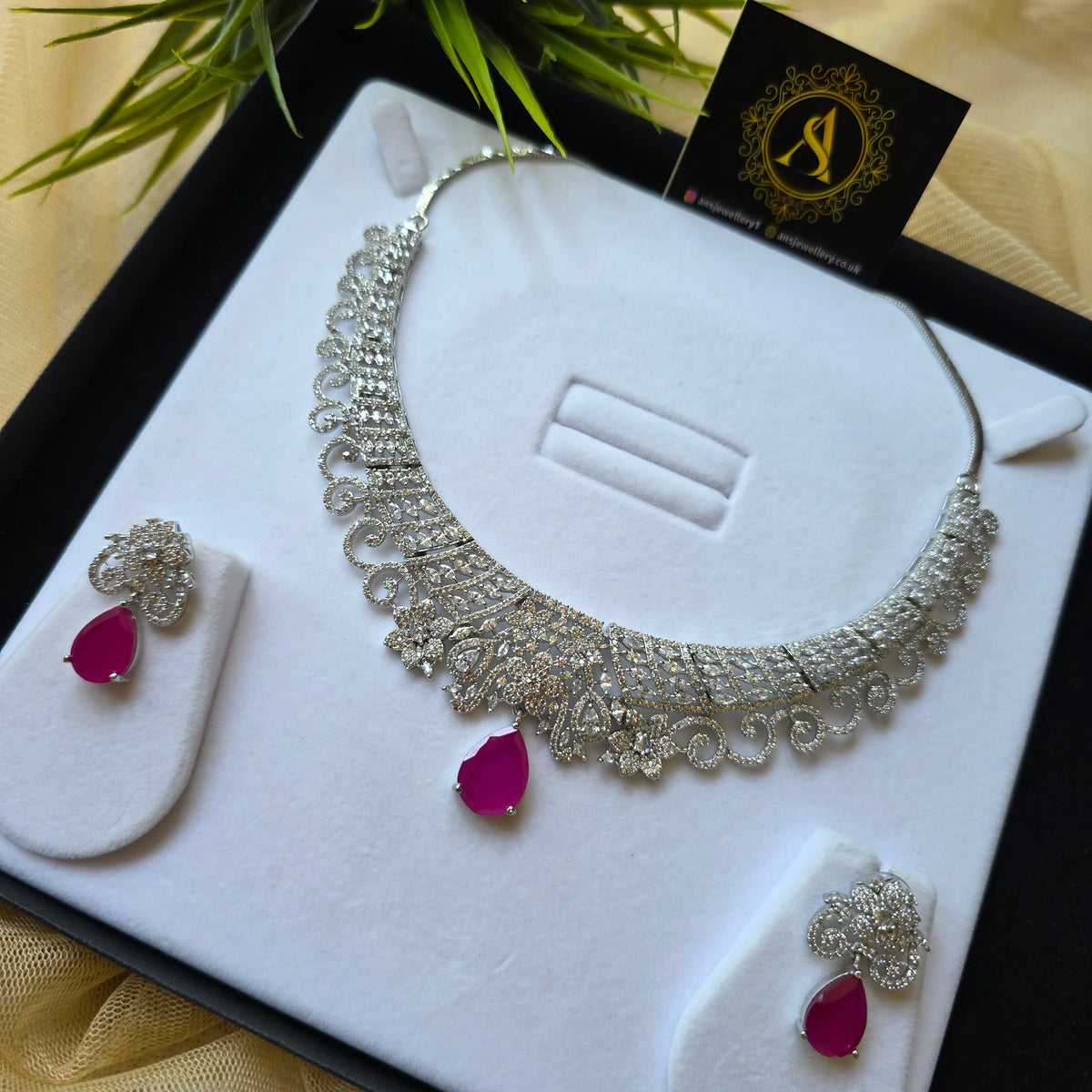 Siniha - Bespoke Ruby Necklace Set With Earrings