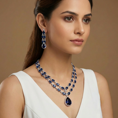 Amelia - Sapphire Blue Necklace Set with Earrings
