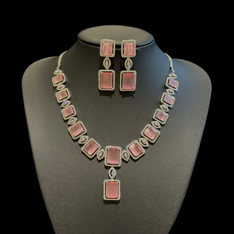 Pink Quartz Necklace Set