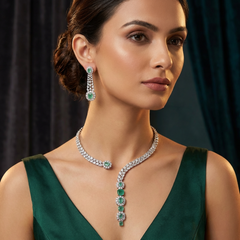 Maeve - Bespoke Mint Stones Statement Collar Necklace Set with Earrings