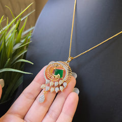 Zoe - Emerald Gold Pendant Set with Earrings