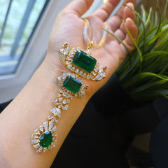 Elanor - Emerald Gold Pendant Set with Earrings