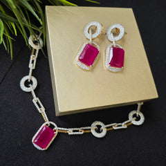 Fiona - Bespoke Ruby Gold Necklace Set with Earrings