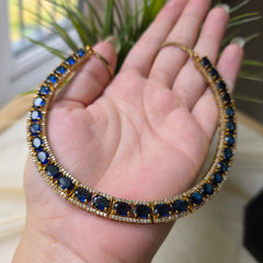 Mia - Gold Blue Sapphires Necklace Set