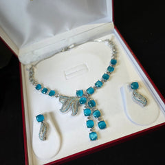 Millie - Aquamarines Blue Necklace Set with Earrings