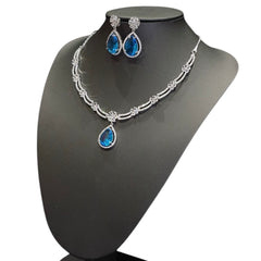 Blue Aquamarine Necklace Set