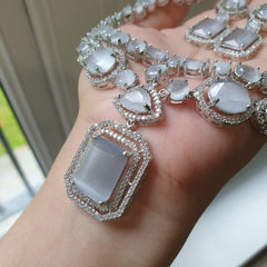 Grey Quartz Necklace Set