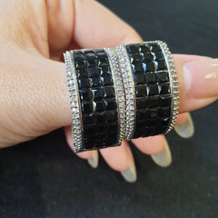 Black Quartz Stud Earrings