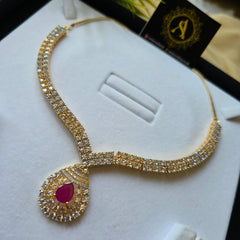 Ria - Bold Ruby Hot Pink Necklace Set With Earrings