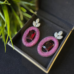 Bella - Bespoke Rubies & White Cubic Zirconia Dangle Earrings