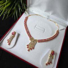 Myla - Rubies Gold Necklace Set with Earrings