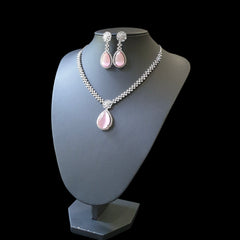 Pink Quartz Necklace Set with Tikka