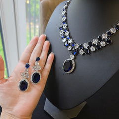 Blue Sapphires Necklace Set