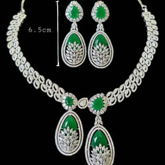 Clara - Emerald Green Silver Necklace Set with Earrings