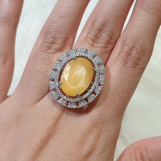 Yellow Quartz Size Adjustable Ring