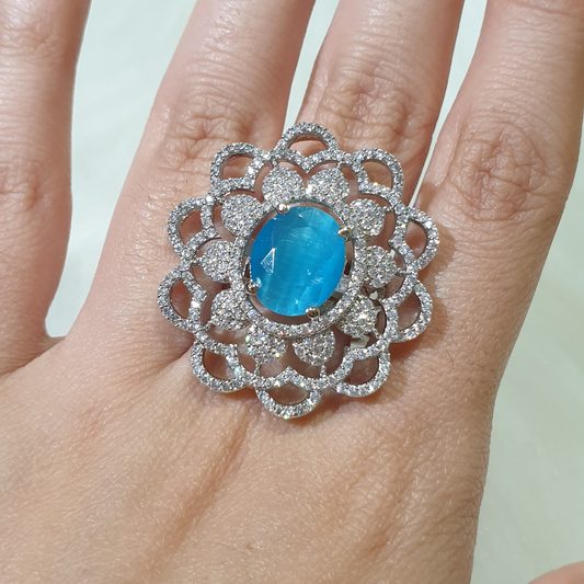 Blue Topaz Size Adjustable Ring